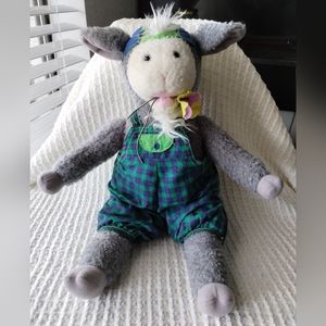 Vintage 90s Hallmark Gallagher Goat 15" Gray Plush Storybook Friends Crayola